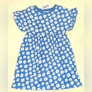 NWT Old Navy Fit & Flare Blue White Floral Print Flutter Sleeve 4T Toddler Dress